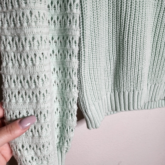NWT Rachel Zoe Mint Knit Sweater Size Medium Green Blue Cotton Blend - Picture 3 of 16